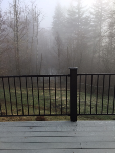 Our new deck in the fog